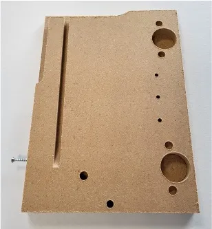 Fine-fibre bio-based board with groove and drilled holes